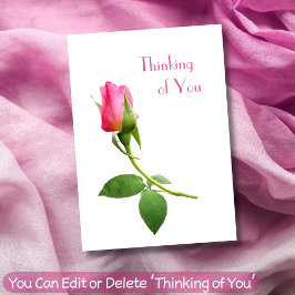 Denken Sie an Pink Rose Minimalistisch Moderne Lie Karte