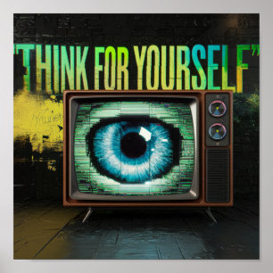 Denken Sie an Retro TV Eyeball Glitch Poster