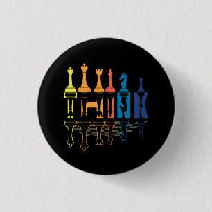 Denken Sie an Retro-Vintage-Schachfiguren Spieler Button