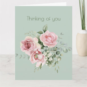 Denken Sie an rosa botanische Rose Karte