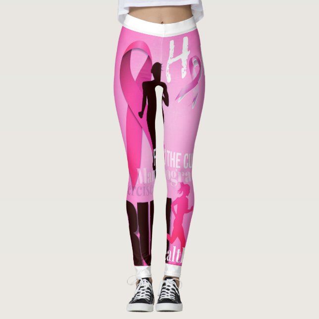 Denken Sie an rosa Brustkrebs Leggings (Vorderseite)