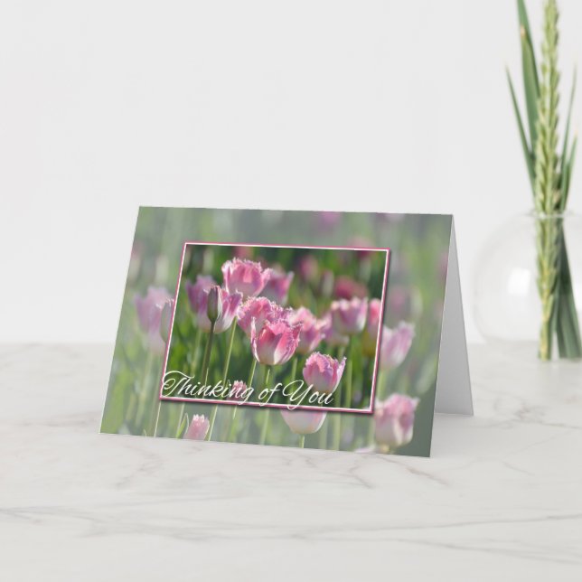 Denken Sie an rosa Tulips Karte (Vorderseite)