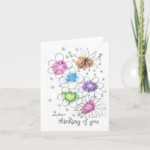 Denken Sie an Sie, Abstrakte Aquarellfarben Blume  Karte