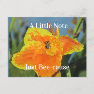 Denken Sie an Sie Bee Pun Canna Lily Blume Postkarte
