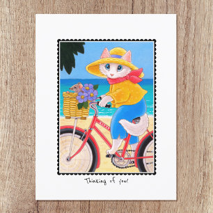 "Denken Sie an Sie" Cat & Mouse Fahrrad individuel Postkarte