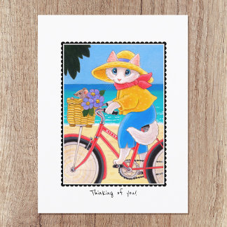 "Denken Sie an Sie" Cat & Mouse Fahrrad individuel Postkarte