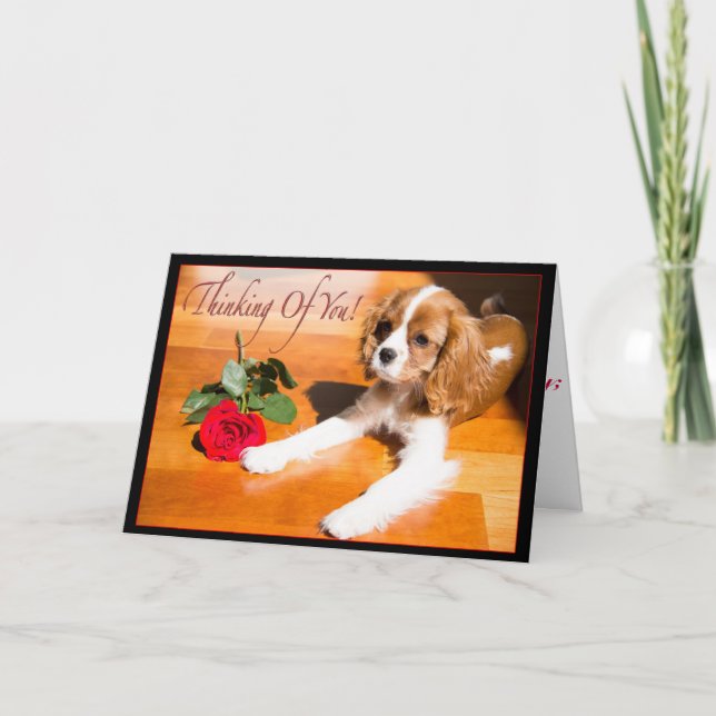 Denken Sie an Sie Cavalier King Charles Spaniel Pu Karte (Vorderseite)
