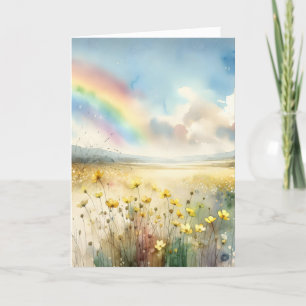 Denken Sie an Sie Dreamy Wildblumen und Regenbogen Karte