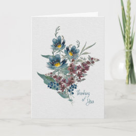 Denken Sie an Sie - Elegant Blue & Plum Wasserfarb Karte