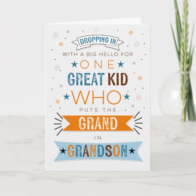 Denken Sie an Sie für Young Grandson Blue Karte (Vorderseite)