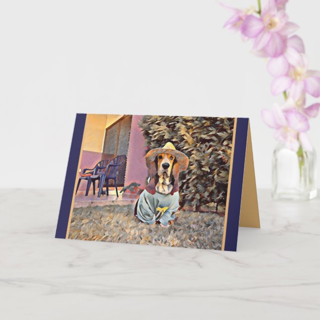 Denken Sie an Sie - Hunde tragen einen Sonnenhut Karte (Orchidee)