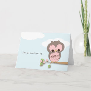 Denken Sie an Sie Little Hello Pink Owl Card Karte