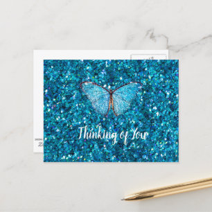 Denken Sie an Sie, Shiny Blue Butterfly Postkarte