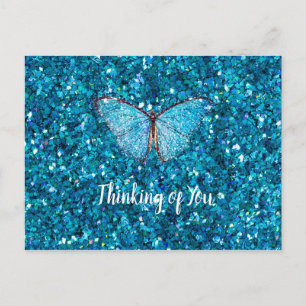 Denken Sie an Sie, Shiny Blue Glitzy Template Postkarte