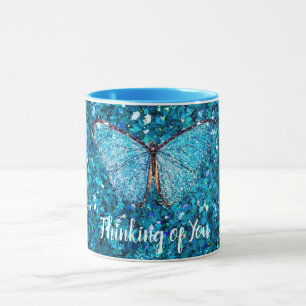 Denken Sie an Sie, Shiny Blue Glitzy Template Tasse