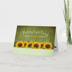 Denken Sie an Sie - Sonnenblumen und Schmetterling Karte