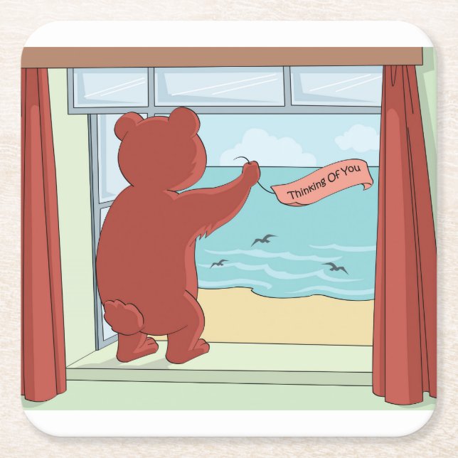 Denken Sie an Sie Teddy Bär Vermisst Sie Niedliche Rechteckiger Pappuntersetzer (Vorderseite)