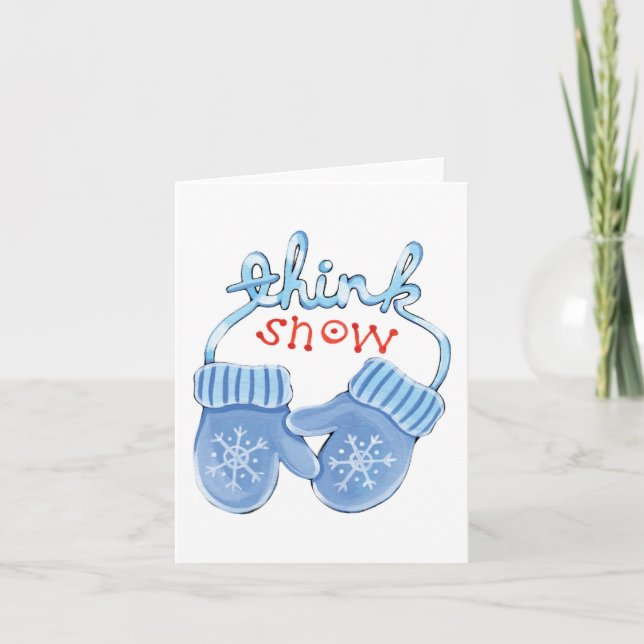 Denken Sie an Snow Mittens Feiertagskarte (Vorderseite)
