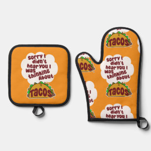 Denken Sie an Tacos Geschmackvolle Spaß Muster Ofenhandschuh & Topflappen-Set