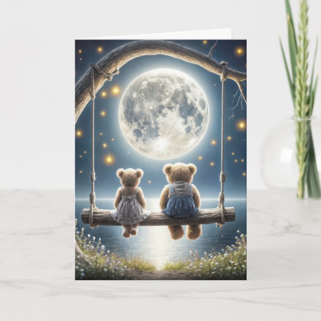 Denken Sie an Teddy Bears auf dem Schwung Karte (Vorderseite)