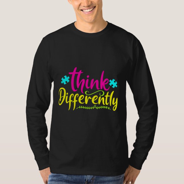 Denken Sie anders an das Bewusstsein für Autismus T-Shirt (Vorderseite)