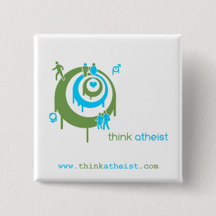 Denken Sie atheistischen quadratischen Knopf 1 Button