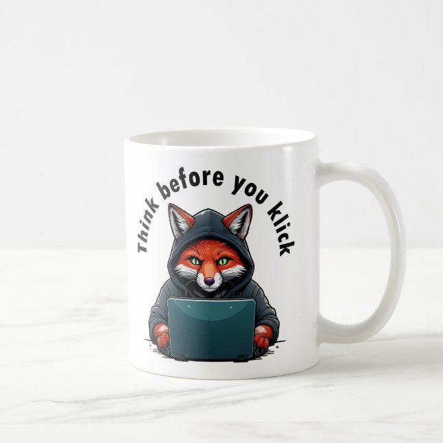 Denken Sie bevor Sie klicken - Cyber-Sicherheit Kaffeetasse (Rechts)