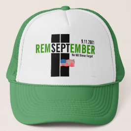 Denken Sie daran, 11. September Flag Hat Green Truckerkappe