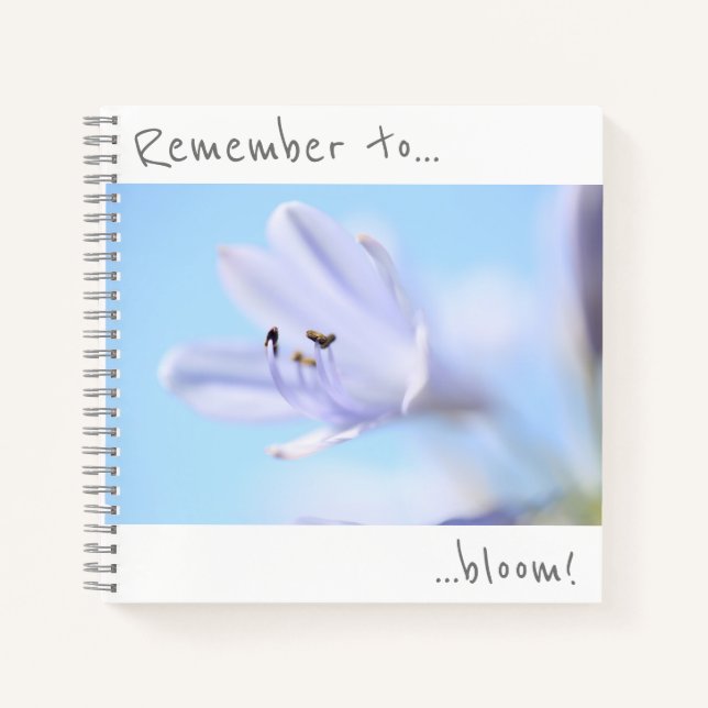 Denken Sie daran, Blue Lila Blume Notebook zu blüh Notizbuch (Vorderseite)
