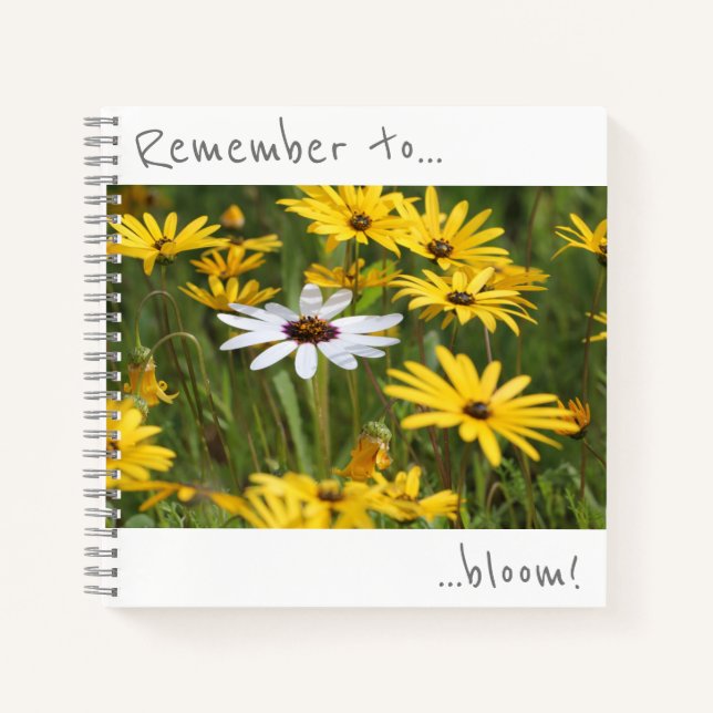 Denken Sie daran, gelb-weiße Blume Notebook zu blü Notizbuch (Vorderseite)