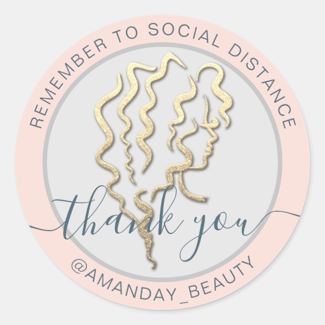 Denken Sie daran, soziale Distanz Schönheit Behalt Runder Aufkleber (Vorderseite)