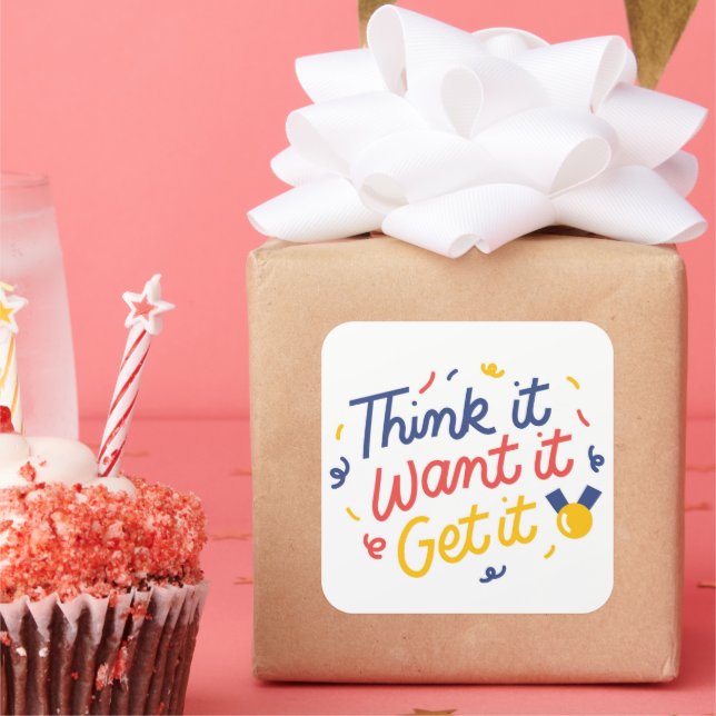 Denken Sie es, Woll es, holen Sie es. Quadratischer Aufkleber (Party)