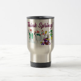 Denken Sie Frühling Snowmen mit der Reisebecher