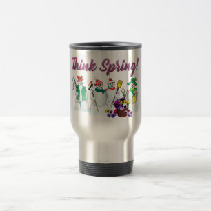 Denken Sie Frühling Snowmen mit der Reisebecher
