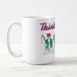 Denken Sie Frühling Snowmen mit Stiefmütterchen Kaffeetasse