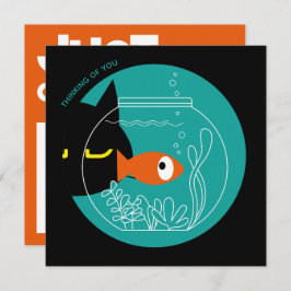 DENKEN SIE - Funny Black Cat & Fish Card Einladung