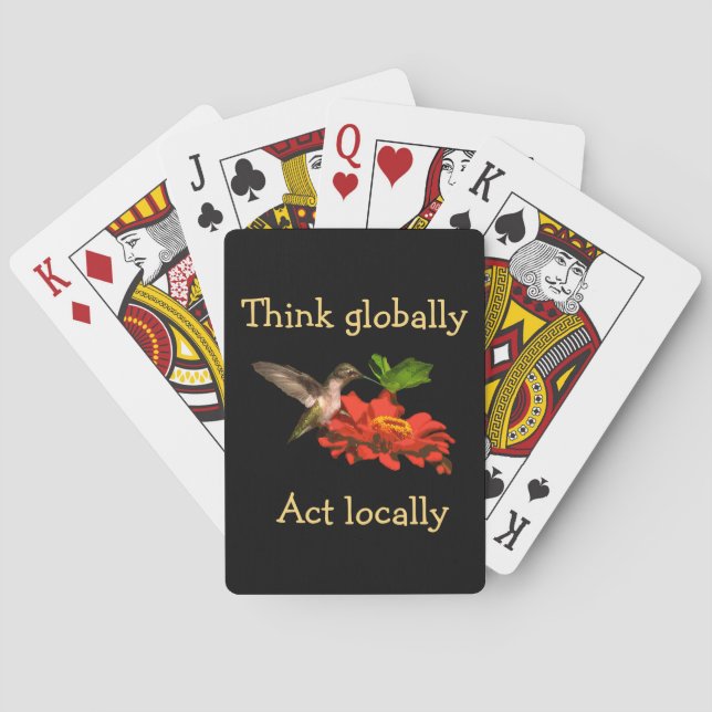 Denken Sie global handeln lokal Red Playing Cards Spielkarten (Rückseite)