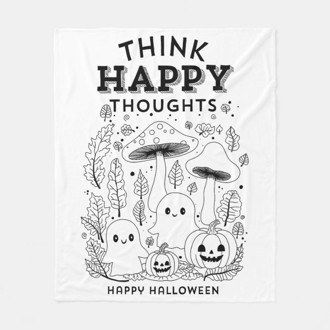 Denken Sie glückliche Gedanken Halloween Sammlung Fleecedecke (Vorderseite)