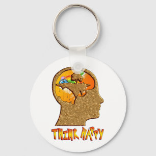 Denken Sie glückliches Schlüsselanhänger