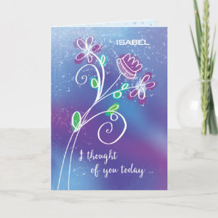 Denken Sie heute an violette Blumen Karte