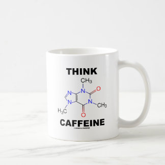 Denken Sie Koffein (Koffein-chemisches Molekül) Tasse