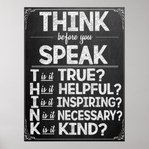 Denken Sie nach, bevor Sie das Klassenzimmer-Poste Poster