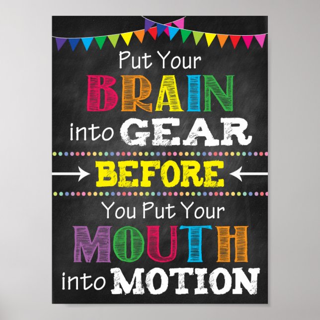 Denken Sie nach, bevor Sie druckbares Poster sprec (Vorne)