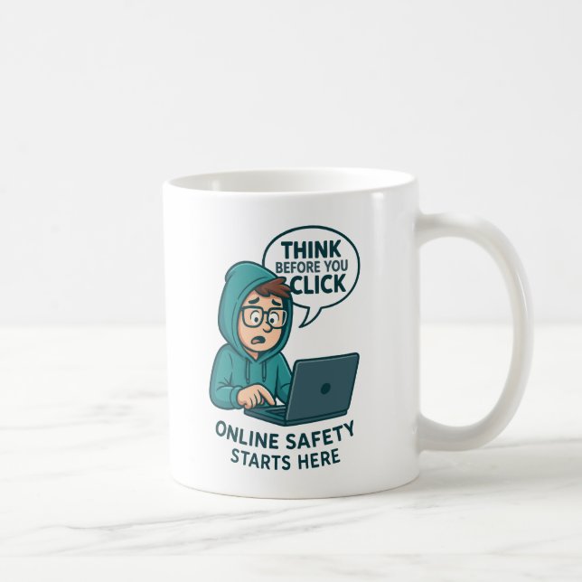Denken Sie nach, bevor Sie klicken - Online-Sicher Kaffeetasse (Rechts)