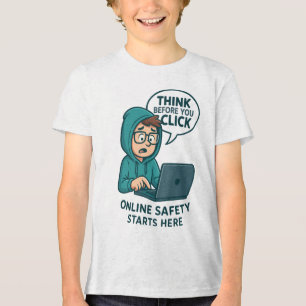 Denken Sie nach, bevor Sie klicken - Online-Sicher Tri-Blend Shirt