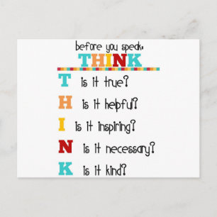 Denken Sie nach, bevor Sie sprechen Postkarte