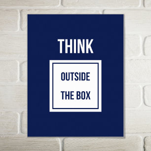 Denken Sie nach draußen motivierend blau Poster