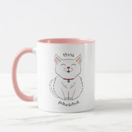 Denken Sie pawsitive Cat Illustration Kaffee Tasse