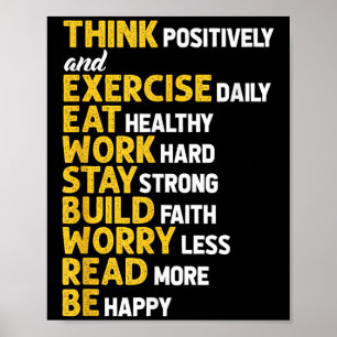 Denken Sie positiv Tägliches Training im Fitnessst Poster