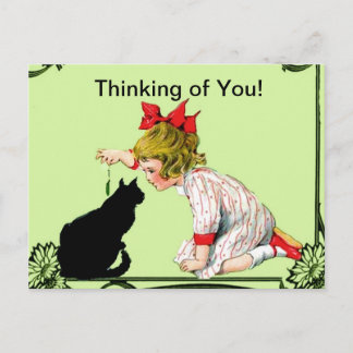 DENKEN SIE POSTCARD VINTAGES KIND W KATZE ARA POSTKARTE